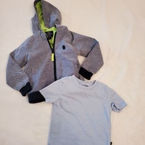 3/$15 Buffalo David Bitton Boy's Tee and Full Zip Hoodie Jacket 2 piece set Bund